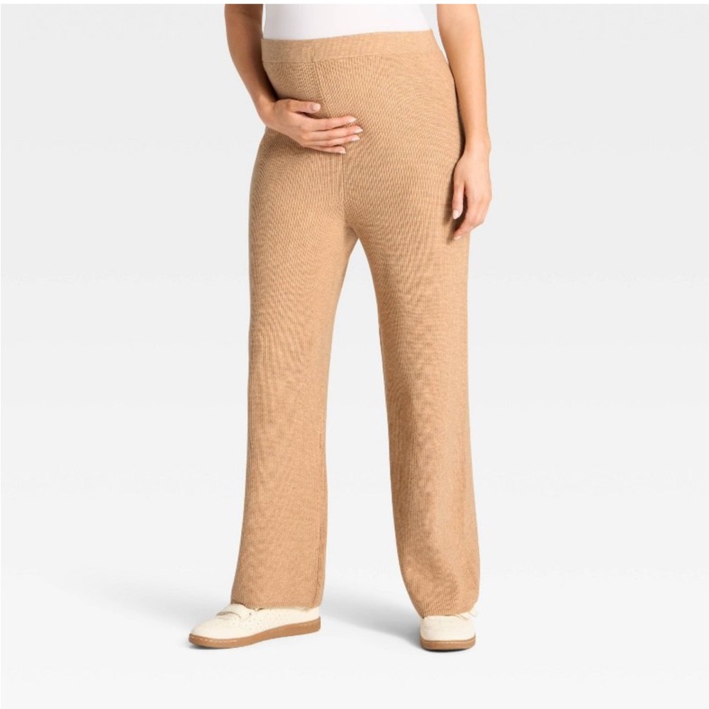 Isabel Maternity by Ingrid and Isabel Tan Straight Maternity Pull-On Pants